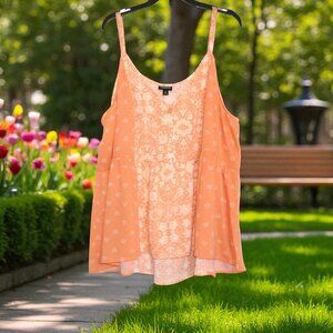 Torrid (Size 2) Plus Size Peach Floral Sleeveless Babydoll Top 2X - NWT